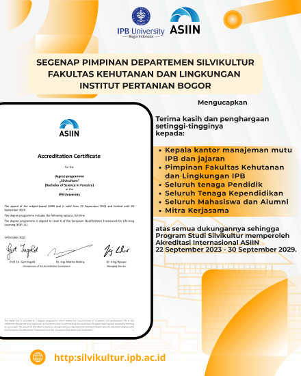 Program Studi Silvikultur kini resmi terakreditasi oleh ASIIN
