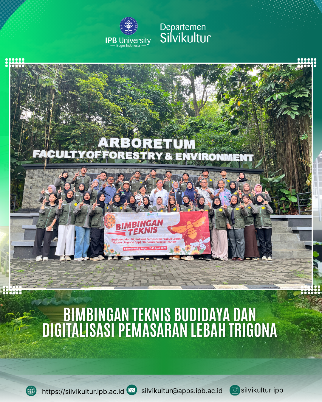 Upaya meningkatkan kapasitas generasi muda dalam pengelolaan hasil hutan non-kayu dilakukan melalui kegiatan Bimbingan Teknis Budidaya dan Digitalisasi Pemasaran Lebah Trigona yang diikuti mahasiswa IPB University.